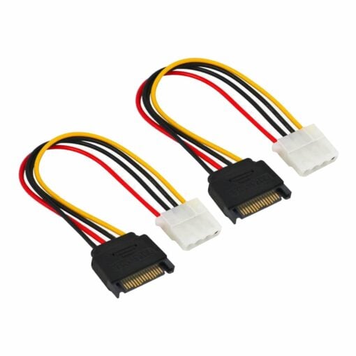 15 Pin SATA Male to Molex IDE 4 Pin Female Power Adapter Cable – Pack of 2 2