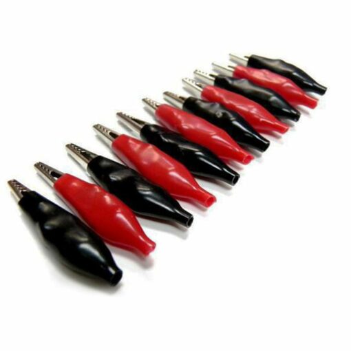 28mm Alligator Clips Red and Black – Pack of 10 3