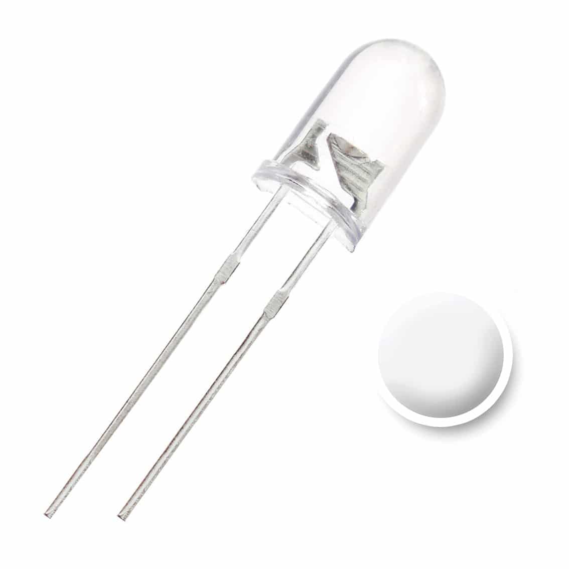 5 mm 12 Volt Warm White LED's with Water Clear Lens Pack of 5 