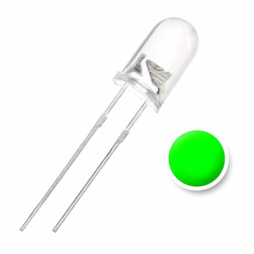 5MM Green Water Clear Lens LED Diode – Pack of 50 2