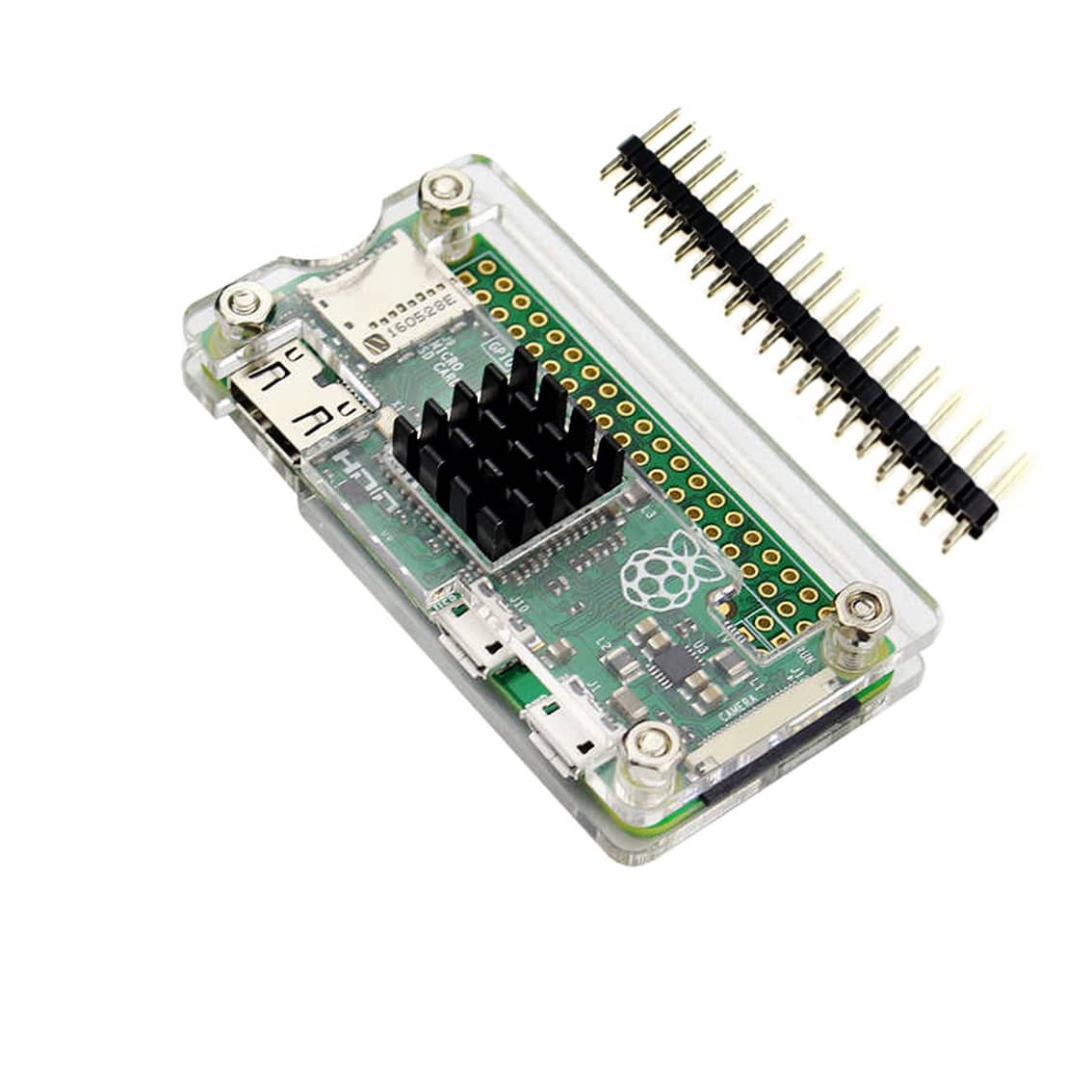 PHI1021968 – Raspberry Pi Zero W Clear Case with GPIO Header Pins and Heat Sink 001