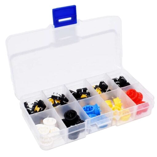 Tactile 4 Pin Micro Button Switch Kit with Caps – Pack of 25 2