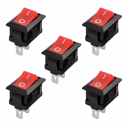 2 Pin SPST KCD11 Red and Black Rocker Switch – Pack of 5