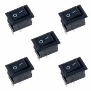 2 Pin SPST KCD11 Black Rocker Switch – Pack of 5