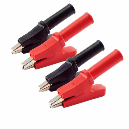 Insulated Multimeter Crocodile Test Clips – Red and Black – Pack of 4 2