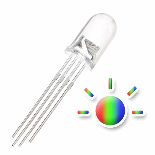 5MM RGB Water Clear Lens LED Diode Common Anode – Pack of 50