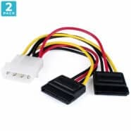 4 Pin IDE Molex Male To Double 15 Pin SATA Female Power Adapter Cable – Pack of 2