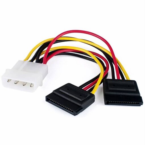 4 Pin IDE Molex Male To Double 15 Pin SATA Female Power Adapter Cable – Pack of 2 3