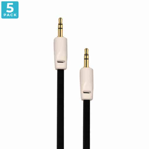 Auxiliary 3.5mm Jack to Jack Male Cable – Pack of 5 (Black)