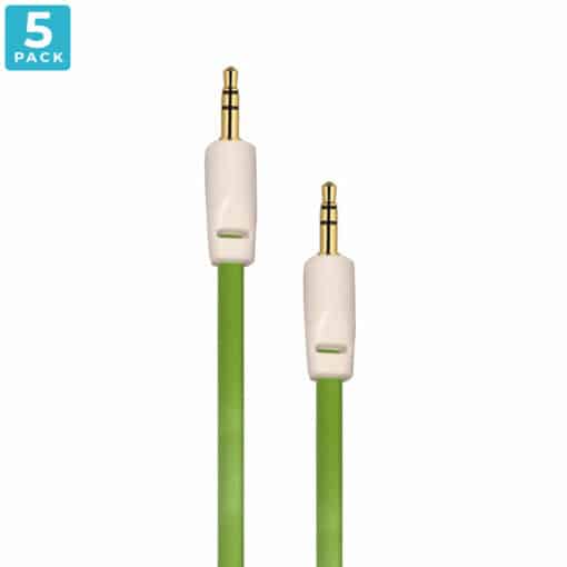 Auxiliary 3.5mm Jack to Jack Male Cable – Pack of 5 (Green)