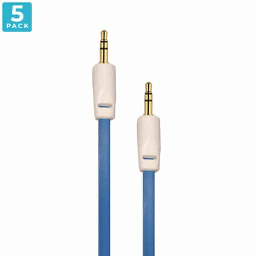 Auxiliary 3.5mm Jack to Jack Male Cable – Pack of 5 (Light Blue) 2