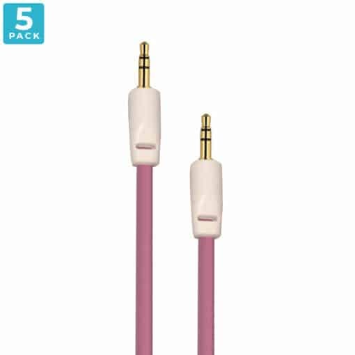 Auxiliary 3.5mm Jack to Jack Male Cable – Pack of 5 (Light Pink) 2