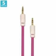 Auxiliary 3.5mm Jack to Jack Male Cable – Pack of 5 (Pink)