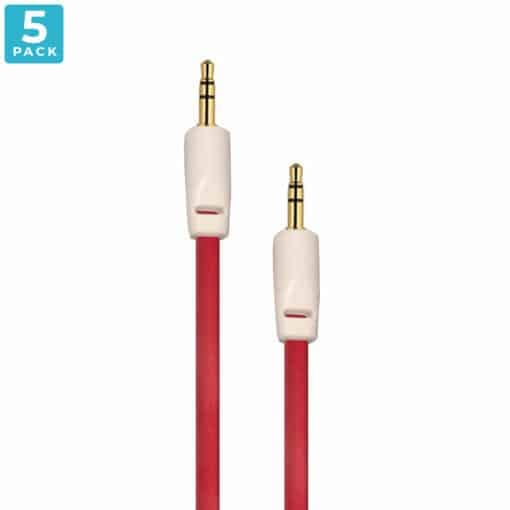 Auxiliary 3.5mm Jack to Jack Male Cable – Pack of 5 (Red)