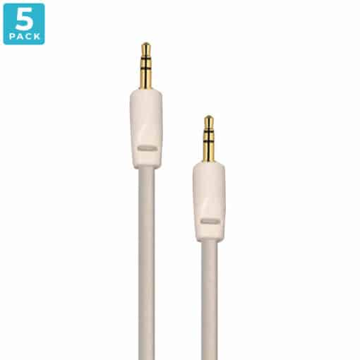 Auxiliary 3.5mm Jack to Jack Male Cable – Pack of 5 (White) 2