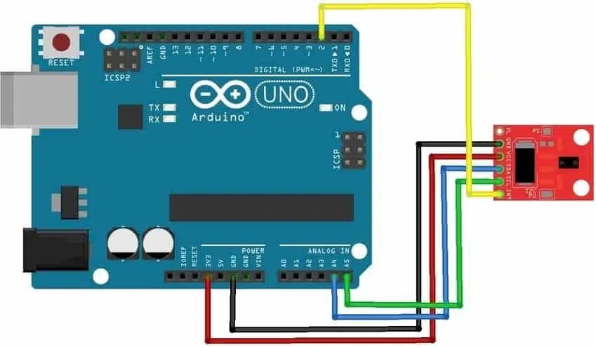 RGB Motion Direction IR Sensor APDS-9960 with Arduino wiring diagram