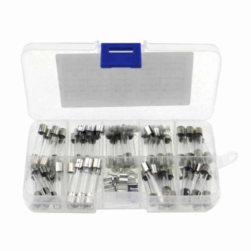 Glass Fast Blow Fuse 100 Piece Assortment Pack with Case - 5mm x 20mm