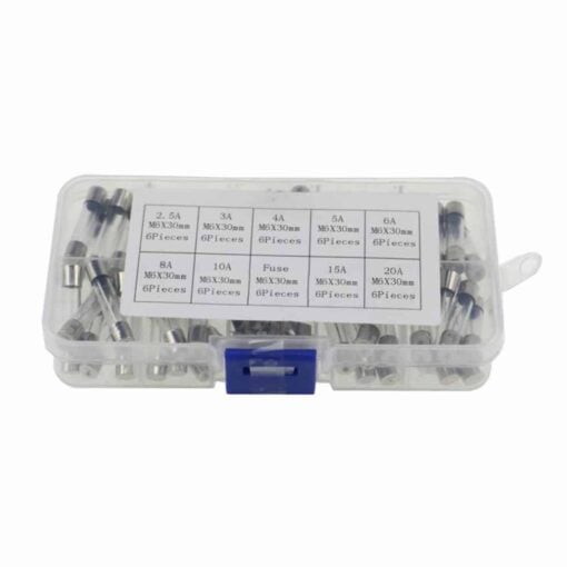 Glass Fast Blow Fuse 100 Piece Assortment Pack with Case – 5mm x 20mm 3